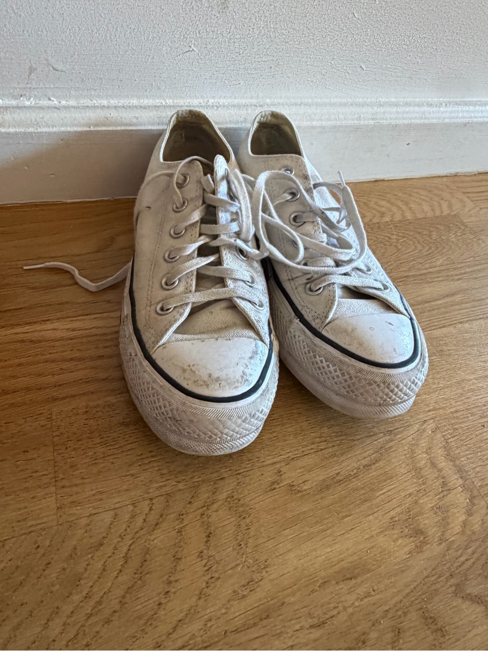 Converse White Low-Top Canvas Sneakers with Black Trim